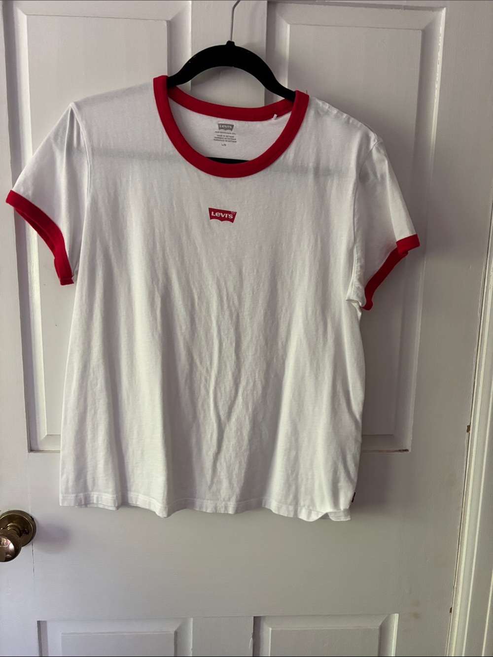 Levi's White Tee with Red Trim